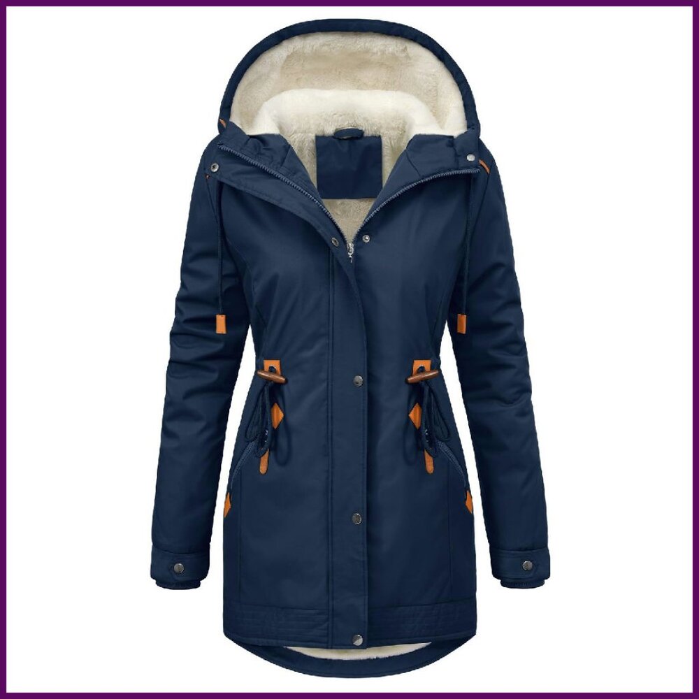 Women's Winter Quilted Down Puffer Jacket with Fur Hood & Adjustable Waist